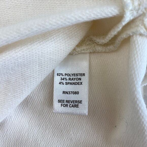 Cato Blouse Womens XS Cream Fringed Split Sides VNeck 3/4 Sleeve Stretch - Picture 10 of 10